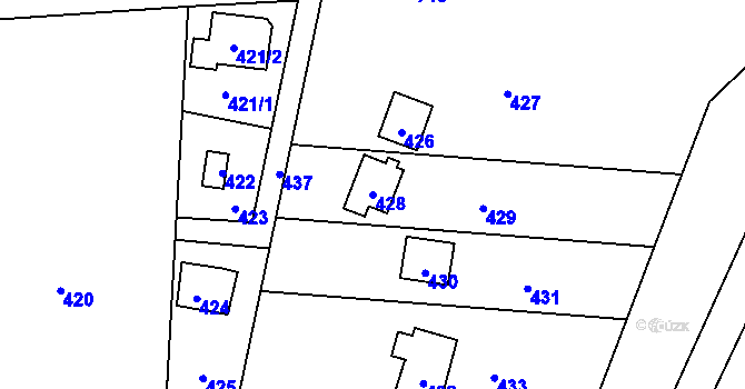 Parcela st. 428 v KÚ Penčičky, Katastrální mapa