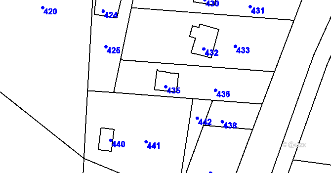 Parcela st. 435 v KÚ Penčičky, Katastrální mapa