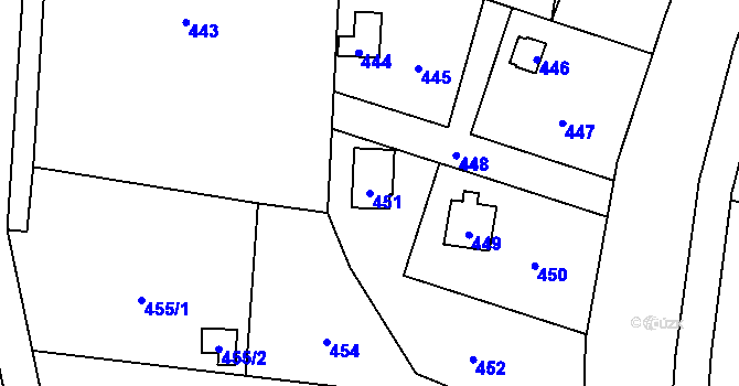 Parcela st. 451 v KÚ Penčičky, Katastrální mapa