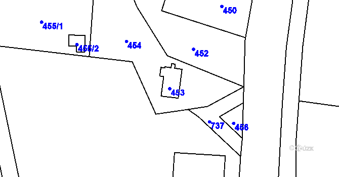 Parcela st. 453 v KÚ Penčičky, Katastrální mapa