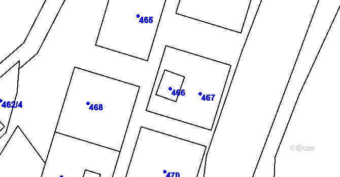 Parcela st. 466 v KÚ Penčičky, Katastrální mapa