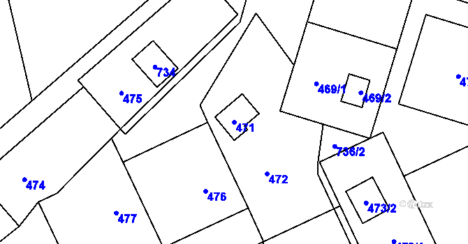 Parcela st. 471 v KÚ Penčičky, Katastrální mapa