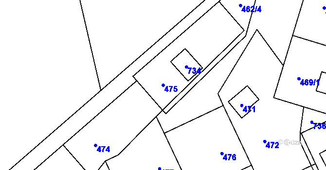 Parcela st. 475 v KÚ Penčičky, Katastrální mapa