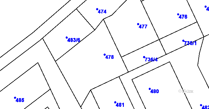 Parcela st. 478 v KÚ Penčičky, Katastrální mapa