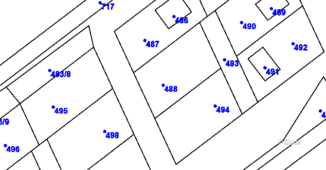 Parcela st. 488 v KÚ Penčičky, Katastrální mapa