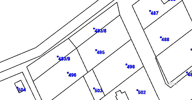 Parcela st. 495 v KÚ Penčičky, Katastrální mapa