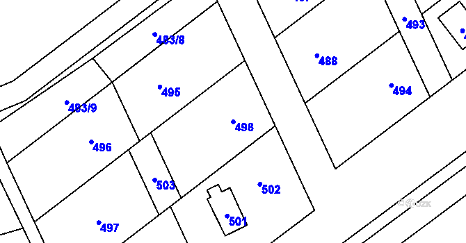 Parcela st. 498 v KÚ Penčičky, Katastrální mapa
