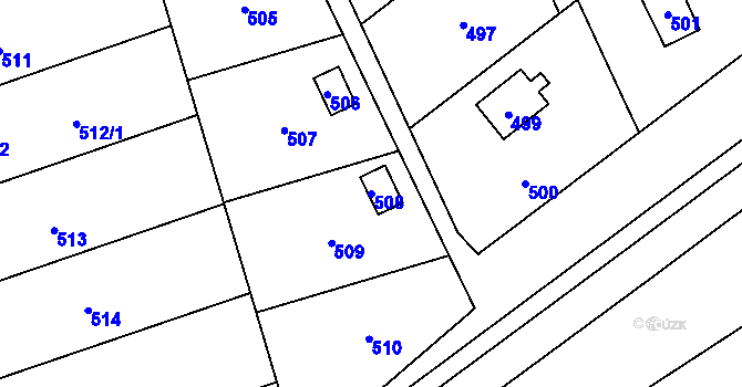 Parcela st. 508 v KÚ Penčičky, Katastrální mapa