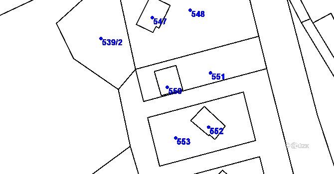 Parcela st. 550 v KÚ Penčičky, Katastrální mapa