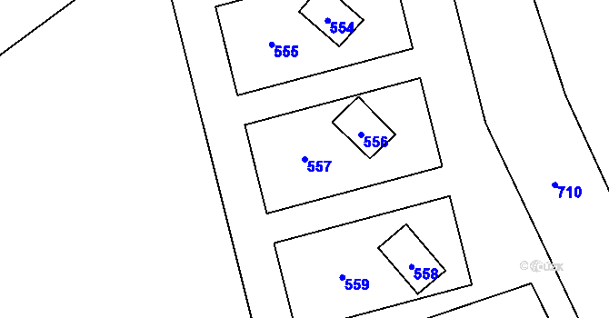 Parcela st. 557 v KÚ Penčičky, Katastrální mapa