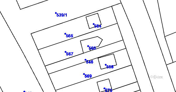 Parcela st. 566 v KÚ Penčičky, Katastrální mapa