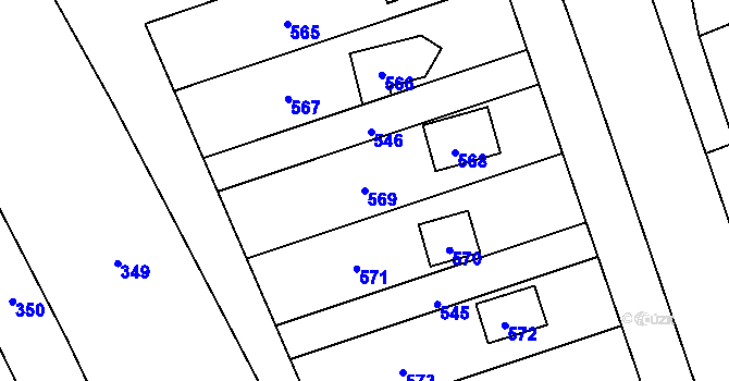 Parcela st. 569 v KÚ Penčičky, Katastrální mapa