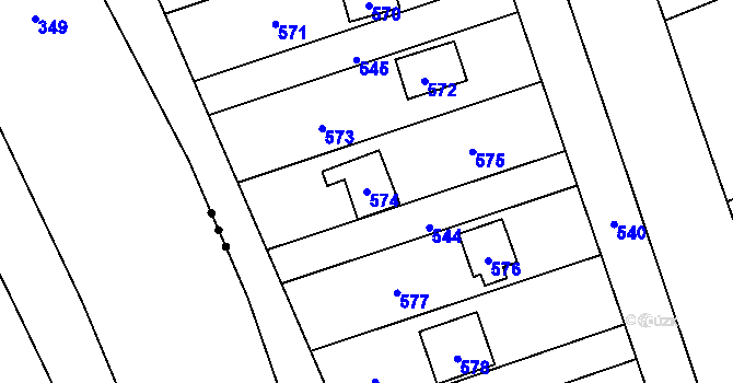 Parcela st. 574 v KÚ Penčičky, Katastrální mapa