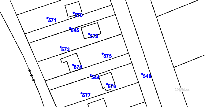 Parcela st. 575 v KÚ Penčičky, Katastrální mapa