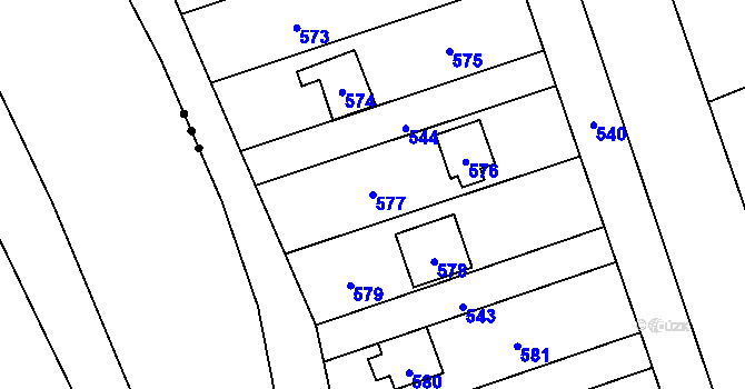 Parcela st. 577 v KÚ Penčičky, Katastrální mapa