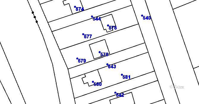 Parcela st. 578 v KÚ Penčičky, Katastrální mapa