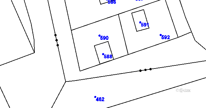 Parcela st. 588 v KÚ Penčičky, Katastrální mapa