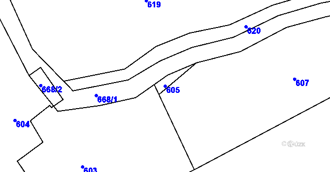 Parcela st. 605 v KÚ Penčičky, Katastrální mapa