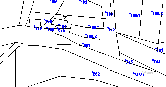 Parcela st. 661 v KÚ Penčičky, Katastrální mapa