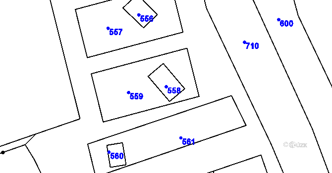 Parcela st. 558 v KÚ Penčičky, Katastrální mapa