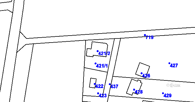 Parcela st. 421/2 v KÚ Penčičky, Katastrální mapa