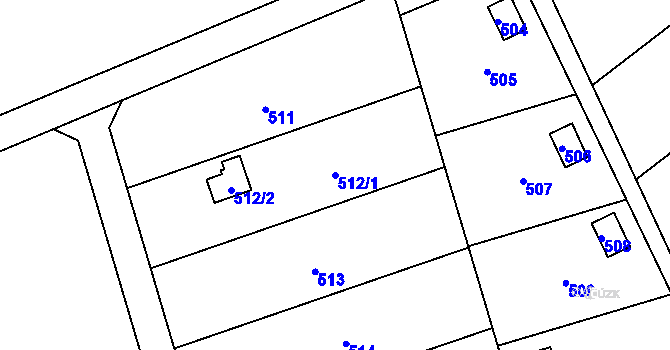 Parcela st. 512/1 v KÚ Penčičky, Katastrální mapa