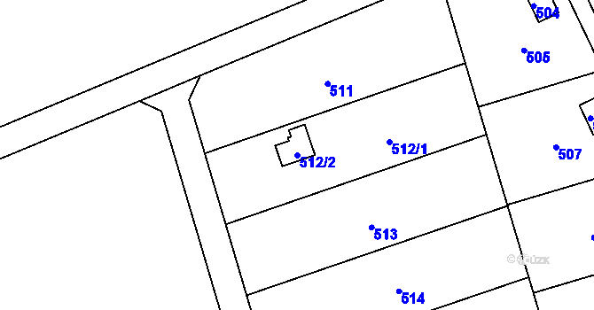 Parcela st. 512/2 v KÚ Penčičky, Katastrální mapa