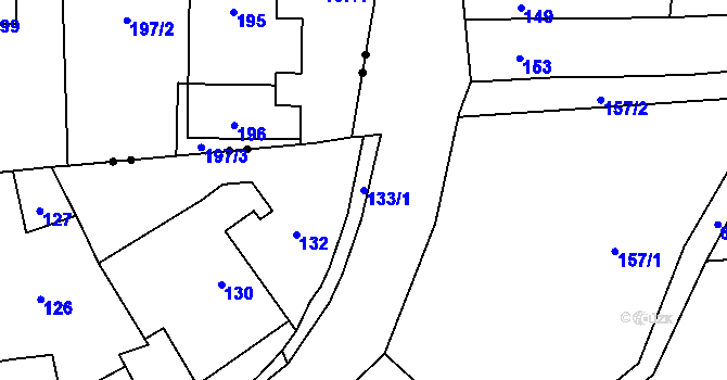 Parcela st. 133/1 v KÚ Penčičky, Katastrální mapa