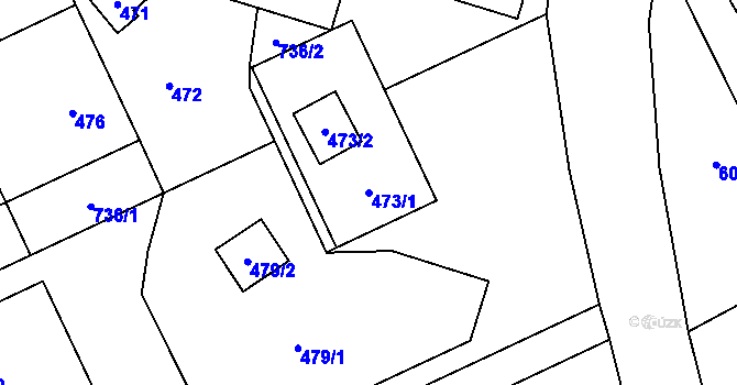 Parcela st. 473/1 v KÚ Penčičky, Katastrální mapa