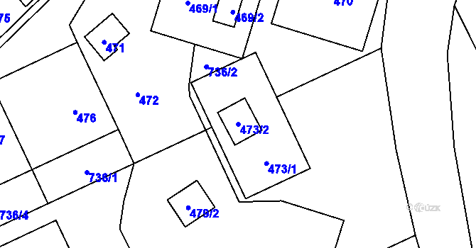 Parcela st. 473/2 v KÚ Penčičky, Katastrální mapa