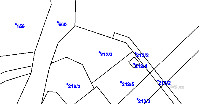 Parcela st. 212/3 v KÚ Penčičky, Katastrální mapa