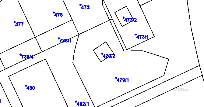 Parcela st. 479/2 v KÚ Penčičky, Katastrální mapa