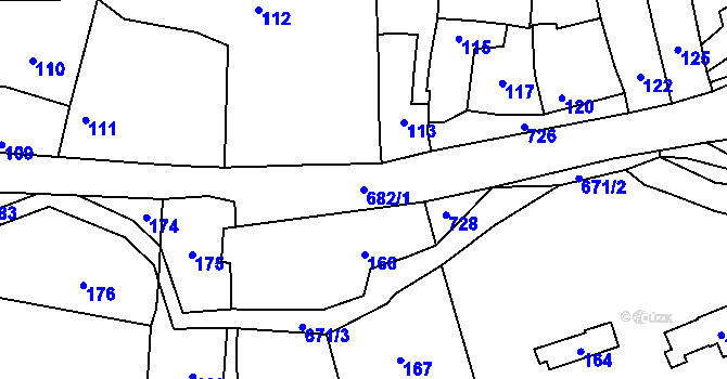 Parcela st. 682/1 v KÚ Penčičky, Katastrální mapa