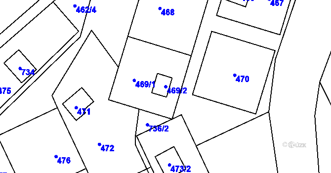 Parcela st. 469/2 v KÚ Penčičky, Katastrální mapa