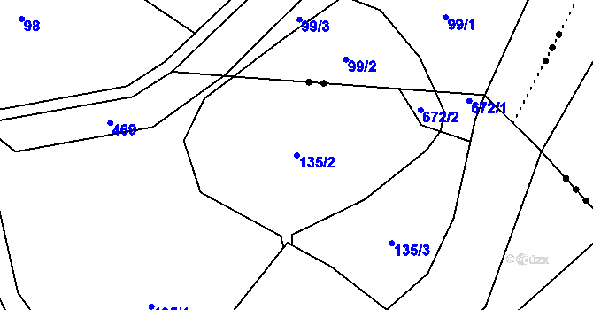 Parcela st. 135/2 v KÚ Penčičky, Katastrální mapa