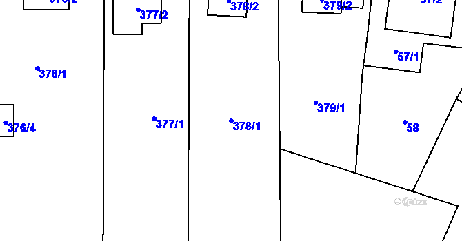 Parcela st. 378/1 v KÚ Penčičky, Katastrální mapa