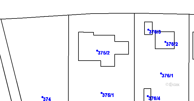 Parcela st. 375/2 v KÚ Penčičky, Katastrální mapa