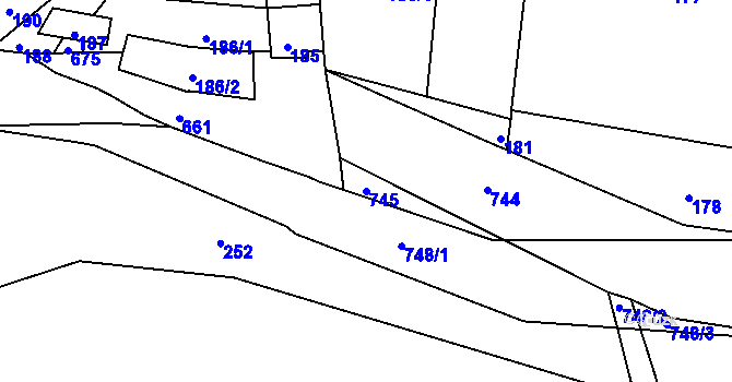 Parcela st. 745 v KÚ Penčičky, Katastrální mapa