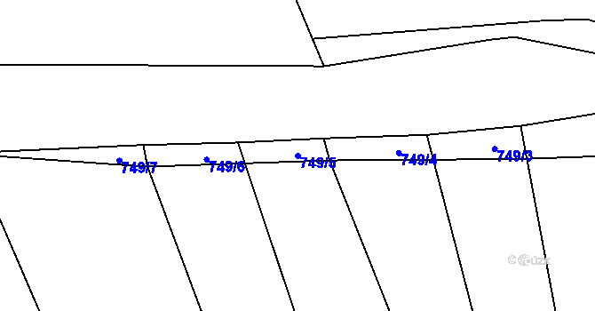 Parcela st. 749/5 v KÚ Penčičky, Katastrální mapa