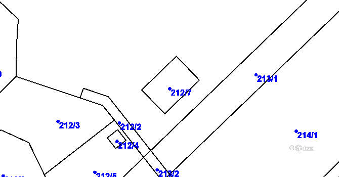 Parcela st. 212/7 v KÚ Penčičky, Katastrální mapa