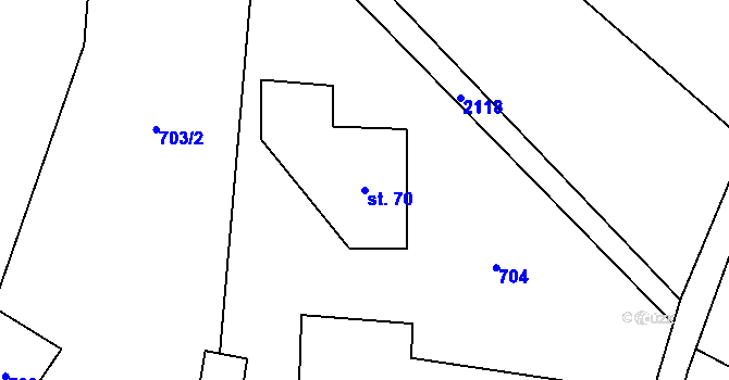 Parcela st. 70 v KÚ Alšovice, Katastrální mapa
