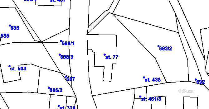 Parcela st. 77 v KÚ Alšovice, Katastrální mapa