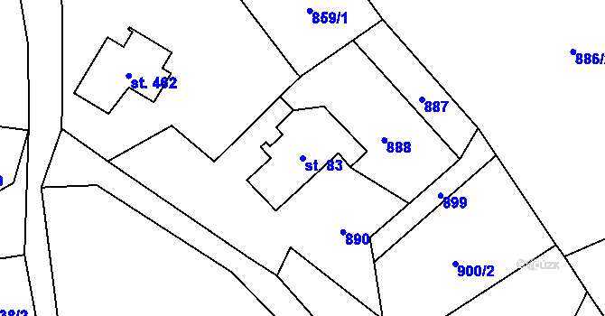 Parcela st. 83 v KÚ Alšovice, Katastrální mapa