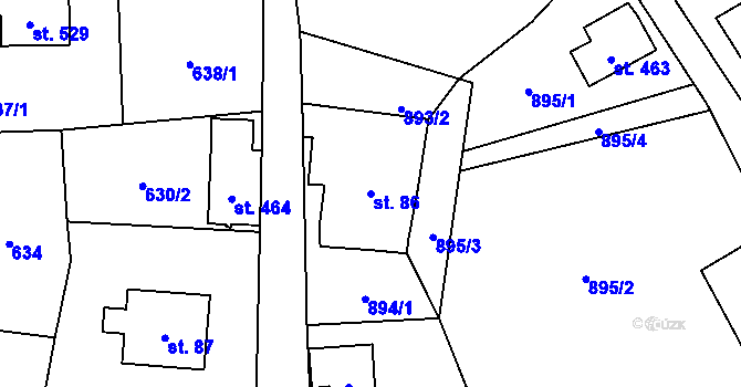 Parcela st. 86 v KÚ Alšovice, Katastrální mapa