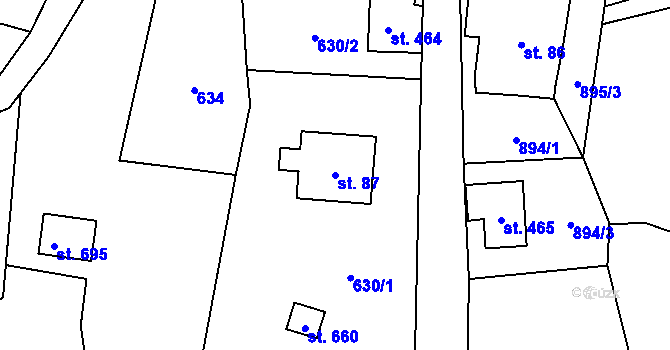 Parcela st. 87 v KÚ Alšovice, Katastrální mapa