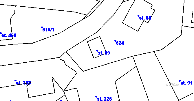 Parcela st. 89 v KÚ Alšovice, Katastrální mapa