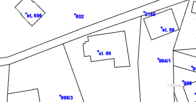 Parcela st. 99 v KÚ Alšovice, Katastrální mapa