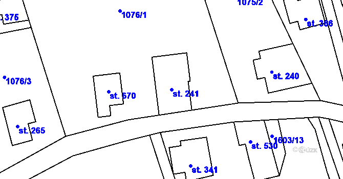 Parcela st. 241 v KÚ Alšovice, Katastrální mapa