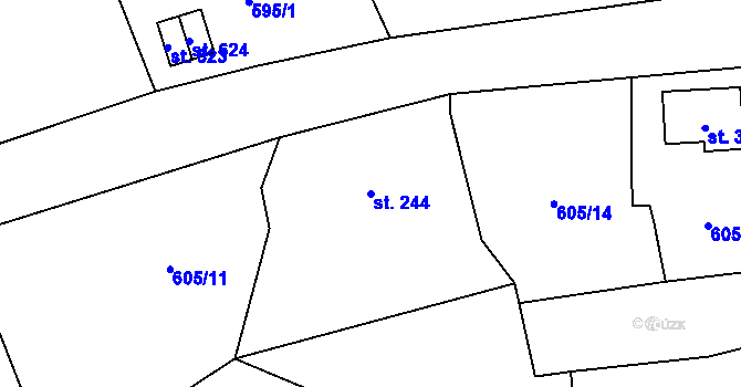 Parcela st. 244 v KÚ Alšovice, Katastrální mapa
