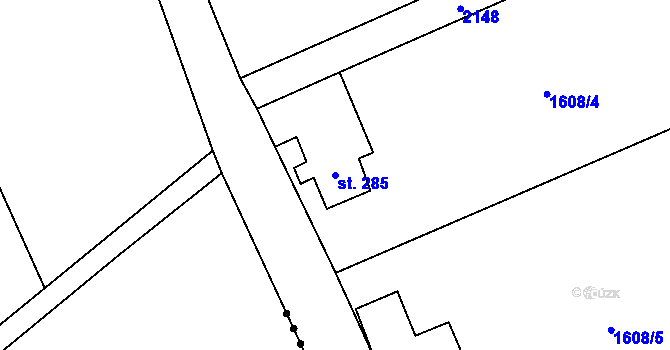 Parcela st. 285 v KÚ Alšovice, Katastrální mapa